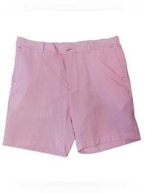 Peter Millar Pink Stripe Featherweight Seersucker Shorts Sz 32